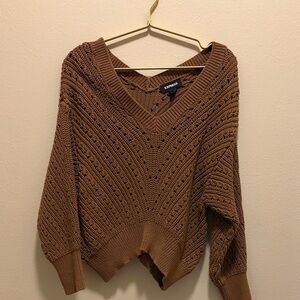 Express Women's V-Neck Brown Sweater